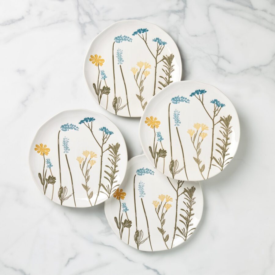 Floral Butterfly Accent Decorative Plates, Set of 4