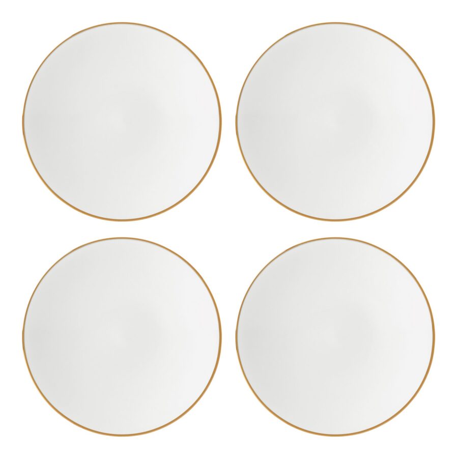 White Ribbed Accent Decorative Plates, Set of 4