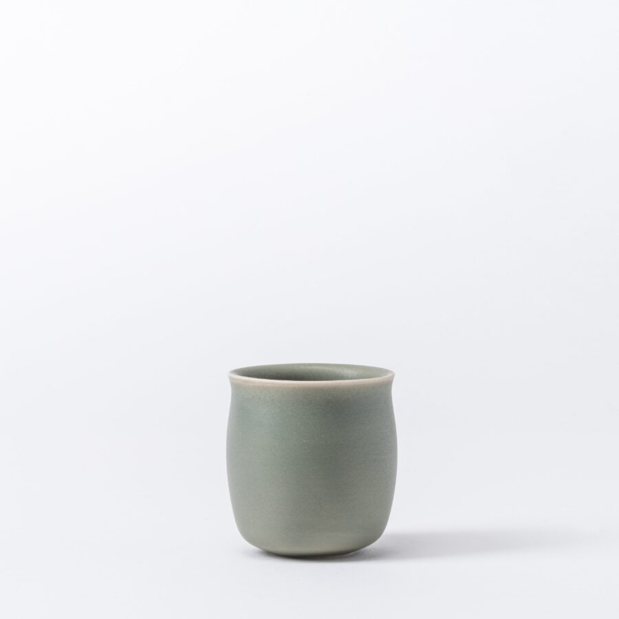 Set of 2 Small Olive Green Cups - Mini Ceramic Sippers